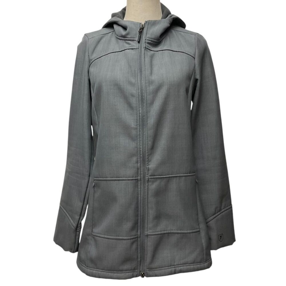 Zusa Women's Full Zip Hooded Ski‎ Jacket Size M Gray Waterproof Travel Outdoor